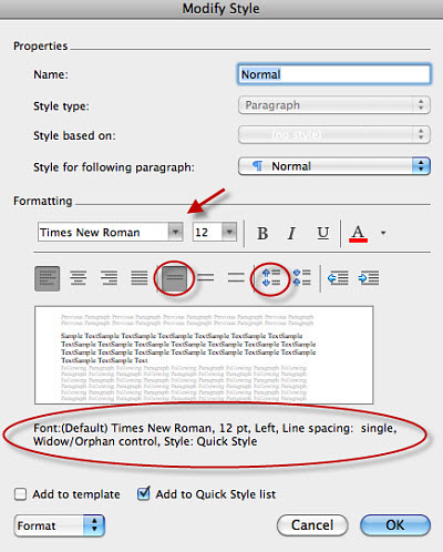 ms word 2011 for mac choose times new roman as the default font